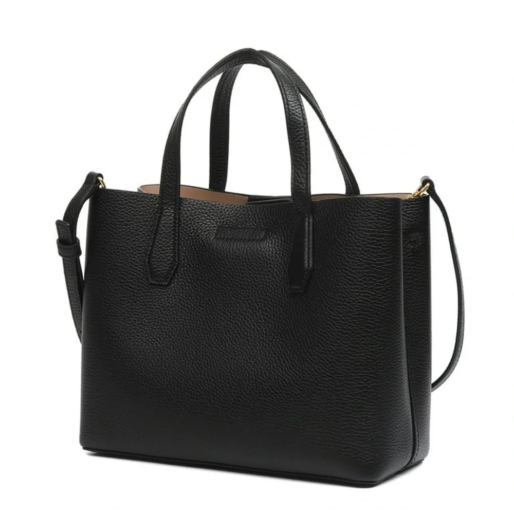 Tory Burch Black Pebbled Leather Small 2 way Tote Bag